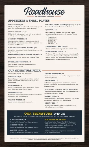 Dining Menu, printed page 1 of 4