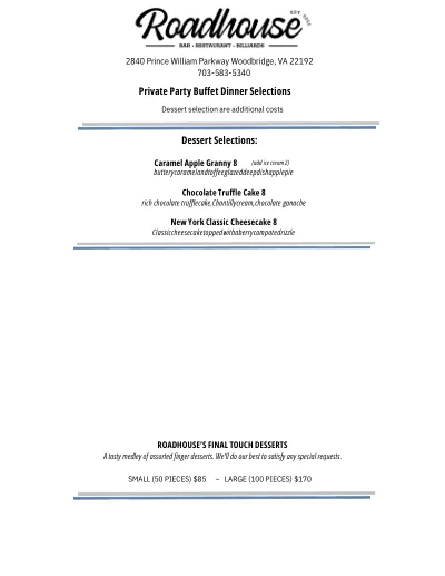 Dinner Buffet, printed page 2 of 2