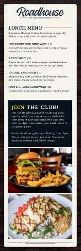 The printed Lunch Menu