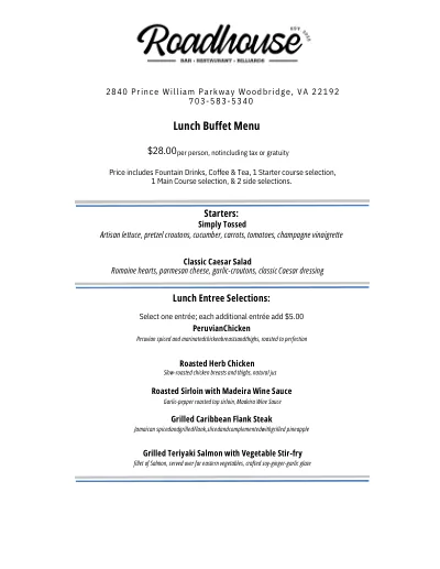 Luncheon Buffet, printed page 1 of 2